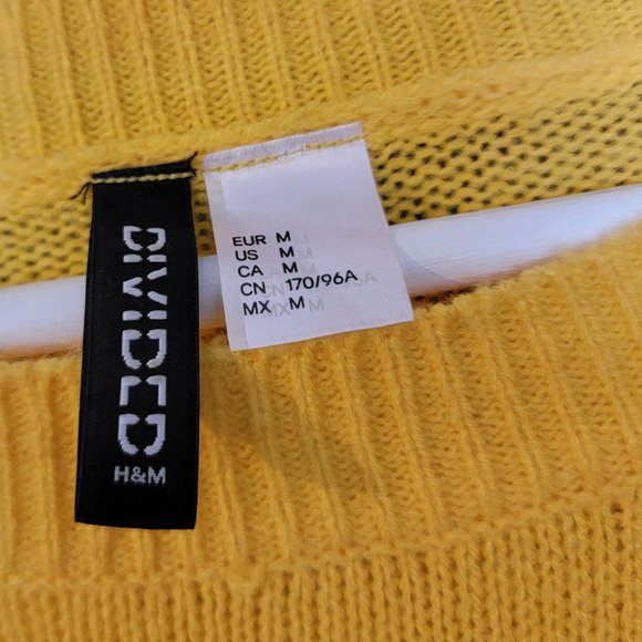 H & M Yellow Long Sleeved Crewneck Sweater Jumper Size M - Picture 10 of 11